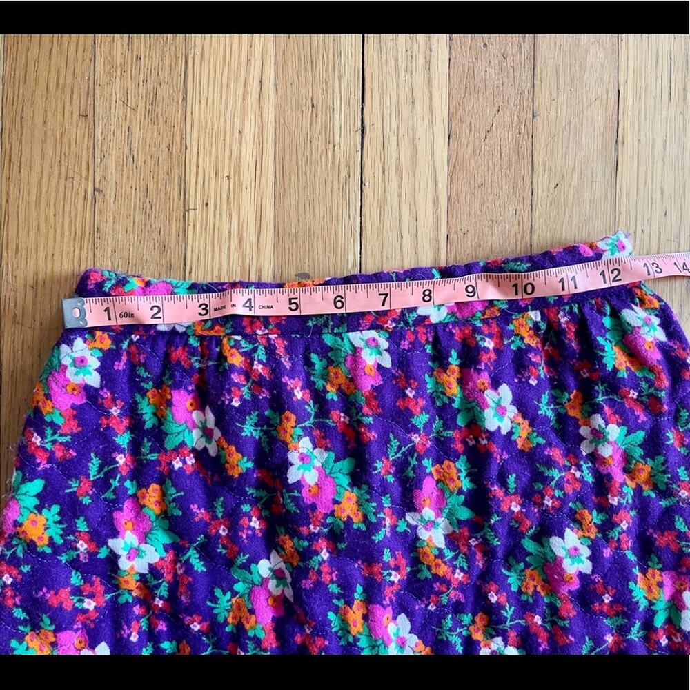 70s Vintage Mr. B Purple Floral Quilted Skirt - Picture 7 of 8